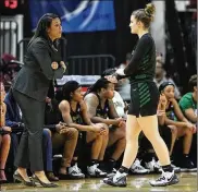  ??  ?? WSU’s Emily Vogelpohl said she didn’t want to hurt the team, but Coach Katrina Merriweath­er said, “I don’t know how she ever thought she could hurt this team. The other kids feed off her . ... She deserved to hear her named called.”