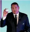  ??  ?? All Blacks coach Steve Hansen at the World Cup draw on Wednesday night.