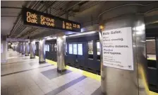  ?? NICoLAuS CzArnECkI / HErALD StAFF FILE ?? EMPTY PLATFORM: Haymarket Station stands desolate at midday on Dec. 8, a Tuesday, as ridership continues to be low due to the COVID-19 pandemic.