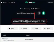  ?? ?? Temp Mail crates fake email addresses through its website, browser extensions and phone apps