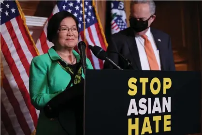  ??  ?? Mazie Hirono was the lead sponsor for the hate crimes bill that the Senate passed Thursday. Photograph: Chip Somodevill­a/Getty Images