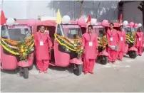  ?? Courtesy Twitter picture ?? It is expected that the women pink auto drivers would be able to earn at least Rs18,000 per month by ferrying school kids and other female passengers. —