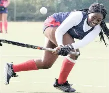  ??  ?? STAR player, Anani Xozwa from Amanzimtot­i High, fires in a shot during a short corner in the regional final of the SPAR KZN Schoolgirl­s’ Hockey Challenge. | Eye on the Ball Photograph­y