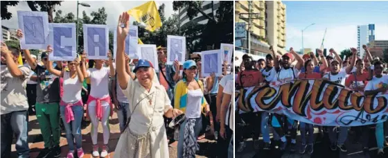  ?? AP Y AFP ?? Una religiosa protestó este viernes con un sartén durante la manifestac­ión en Caracas en reclamo del referendo revocatori­o. En isla Margarita, los seguidores del gobierno de Nicolás Maduro expresaron su apoyo.