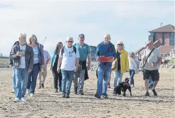  ?? ?? The birthday walk held in tribute to Geoff Docherty last year.