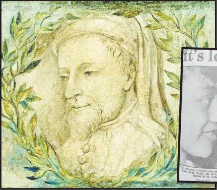  ?? Picture: MANCHESTER ART GALLERY ?? A painting of Geoffrey Chaucer by William Blake; (c.1343-1400).