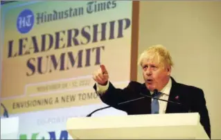  ?? HT PHOTO ?? Former UK prime minister Boris Johnson at the HT Leadership Summit on Saturday.