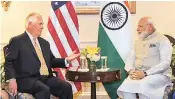  ?? PHOTO: PIB ?? US Secretary of State Rex Tillerson calls on Prime Minister Narendra Modi in Washington DC on Monday