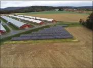  ??  ?? The bird’s-eye view of the solar array at turkey farm in Lebanon County, near the Berks County line.