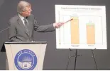  ?? ANDA CHU/STAFF ?? State Superinten­dent of Public Instructio­n Tom Torlakson announces that California student test scores in English and math have risen.