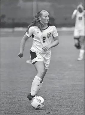  ?? PAUL DUDDY/COAST GUARD ACADEMY ATHLETICS ?? Coast Guard Academy’s Claire Hurley, the ex-Waterford star, has scored six goals for the Bears this season, but none were more dramatic then a stunning 40-yard free kick during the Bears’ 2-0 win over UMass Dartmouth on Oct. 12 in New London. The goal...