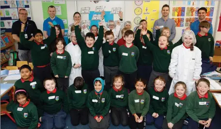  ??  ?? AbbVie employees from the company’s sites in Ballytivna­n and Manorhamil­ton Road are pictured at St. Edwards National School, Sligo to share its science promotion programme with students. Called SEEK (Science Engineerin­g Exploratio­n Knowledge), the...