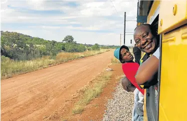  ?? Picture: TWITTER/ANCJHB ?? SLOW RIDE: President Cyril Ramaphosa on the train from Mabopane to Pretoria station on Monday morning