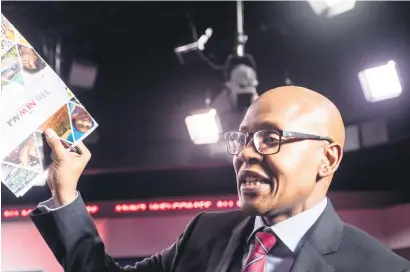  ?? Picture: Yeshiel Panchia ?? READ ALL ABOUT IT! Mzwanele Manyi yesterday addressed the media in front of live television cameras ‘to clear the air in the light of wrong narratives out there’.