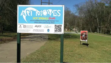  ?? The Sentinel-Record/Tyler Wann ?? ■ The trailhead of the “Art Moves” exhibit on the Hot Springs Greenway Trail as seen recently.