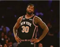  ?? Jim McIsaac / TNS ?? The Knicks’ Julius Randle looks on during a timeout against the Miami Heat last season.