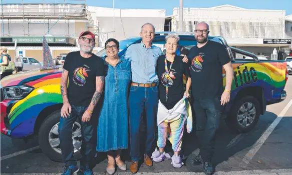  ??  ?? Daniel Alderman, Andrea Wicking, Andrew Highman, Jenny Smith and Stephen Bennett will celebrate Pride Week in the northern capital.