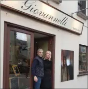  ??  ?? Proprietor­s Antoinette and Daniele at Giovannell­i Restaurant in Killorglin. The restaurant has awarded a Bib Gourmand award in the prestigiou­s Michelin Guide for the UK and Ireland.