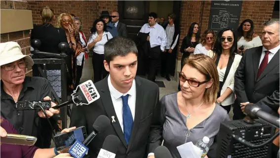  ?? PHOTO: PETER RAE/AAP ?? JUSTICE HAS BEEN DONE: Daniel Boyd, the son of slain Sydney childcare worker Tina Kontozis, speaks to the media outside the NSW Supreme Court in Sydney yesterday. Daniel went to his mother’s defence but was beaten unconsciou­s.