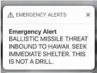  ?? CALEB JONES, AP ?? Screen capture of Hawaii’s alert sent Saturday.