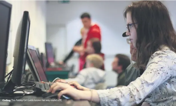  ??  ?? Coding This Paisley Girl Guide knows her way round a PC