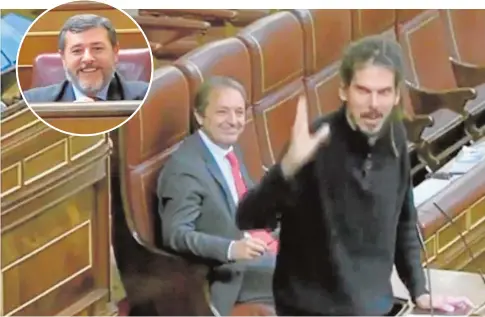  ?? ABC ?? Arriba, el popular Alfonso Candón;en la imagen más grande, Alberto Rodríguez, de Podemos