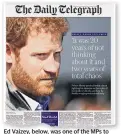  ??  ?? Ed Vaizey, below, was one of the MPs to praise the Prince’s candid interview with the Telegraph’s Bryony Gordon
