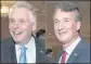  ?? CLIFF OWEN — THE ASSOCIATED PRESS ?? Virginia gubernator­ial candidates, Democrat
Terry McAuliffe, left, and Republican Glenn Youngkin appear during a luncheon in McLean, Va.