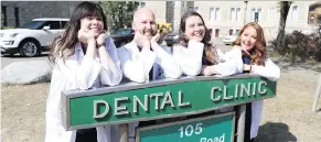  ?? MATT OLSON ?? U of S dentistry students Christy Macpherson, from left, Christophe­r Bertsch, Mary Tait and Kristen Kezar are behind a student-run free dental clinic opening in October.