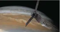  ??  ?? An artist's impression of Juno passing over Jupiter