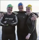  ??  ?? Open water swimming instructor­s Kevin McCarthy, Ray McDaid and Sheila Ryan