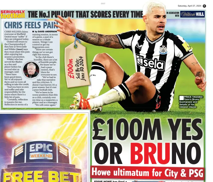  ?? ?? PRICE TAGGED: Toon’s Bruno Guimaraes and details of his release clause