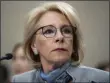  ?? ALEX BRANDON — THE ASSOCIATED PRESS FILE ?? On Feb. 27, Education Secretary Betsy DeVos pauses as she testifies during a House appropriat­ions subcommitt­ee hearing on Capitol Hill.