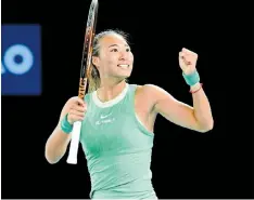 ?? | EPA ?? QINWEN Zheng said it was an ‘amazing moment’ after her victory over Anna Kalinskaya yesterday ensured that she would move into the top 10 on the rankings.