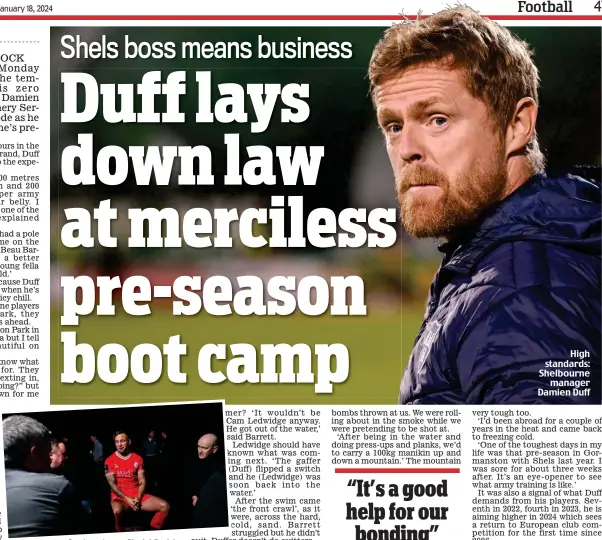  ?? ?? Centre stage: Shels’ Paddy Barrett talks to the media
High standards: Shelbourne manager Damien Duff
