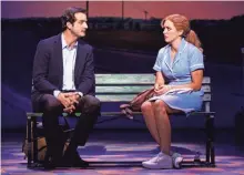  ?? JOAN MARCUS ?? Bryan Fenkart (left) and Desi Oakley share a scene in “Waitress.”