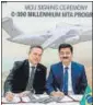  ?? ANI ?? Embraer Defense and Security CEO Bosco da Costa Junior (left) with Vinod Sahay.