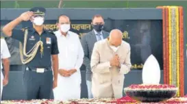  ?? ANI ?? President Ram Nath Kovind pays tributes to Atal Bihari Vajpayee on his death anniversar­y at ‘Sadaiv Atal’ - the memorial of the former Prime Minister in New Delhi on Sunday.