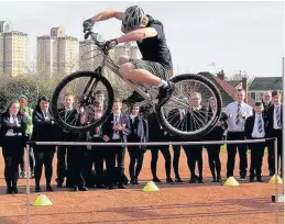  ??  ?? Tricks a treat Pupils enjoyed stunt show