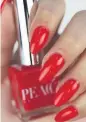  ??  ?? Classic red never goes out of fashion: Peacci Candy Nail Polish, £10 Nailtural Reliable Rose, £6.99,