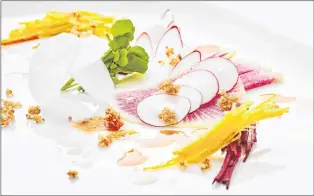  ?? PHIL MANSFIELD/THE CULINARY INSTITUTE OF AMERICA VIA AP ?? A vegetable carpaccio from a recipe by The Culinary Institute of America.