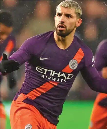  ?? Photo: Evening Standard ?? Manchester City’s Sergio Aguero celebrates his goal against Swansea City in the FA Cup on March 17, 2019.