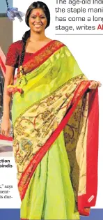  ??  ?? Models in Agnimitra Paul collection sporting big yellowish orange bindis during Lucknow Fashion Week