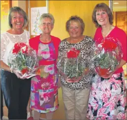  ??  ?? Littleston­e Warren lady captain Barbara Down (second left) with winning Ashford trio Jackie Luetchford, Sheila Woodgate and Beryl Sutherland