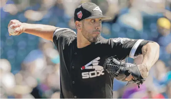  ?? | CHRIS CARLSON/ AP ?? Opening- day starter James Shields was roughed up for seven earned runs and eight hits in 3‰ innings in the Sox’ spring- training loss Sunday to the A’s.