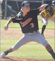  ?? PDN photo by Tom Firme ?? Panama’s Dylan Restine delivers a pitch against Calera on Saturday.