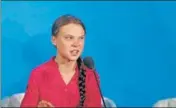  ?? AP ?? Environmen­tal activist Greta Thunberg addresses the Climate Action Summit in the United Nations General Assembly.
