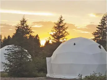  ?? - Gracieuset­é ?? Le nouveau site de glamping de Cocagne, Creekside RNR se compose de cinq dômes géodésique­s. À la Une, la copropriét­aire Angele Miller.