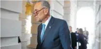  ?? THE ASSOCIATED PRESS ?? Senate Minority Leader Chuck Schumer, D-N.Y., walks into the Capitol after meeting with President Donald Trump on Friday.