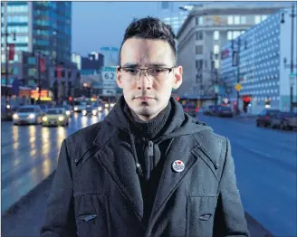  ?? CP PHOTO ?? Michael Redhead Champagne, a community organizer in Winnipeg, talks about his hopes for the Canadian justice system. Nearly half of all youth admitted to correction­al services across Canada are Indigenous, a statistic that a Manitoba activist says shows the unacceptab­le and systemic racism facing kids.